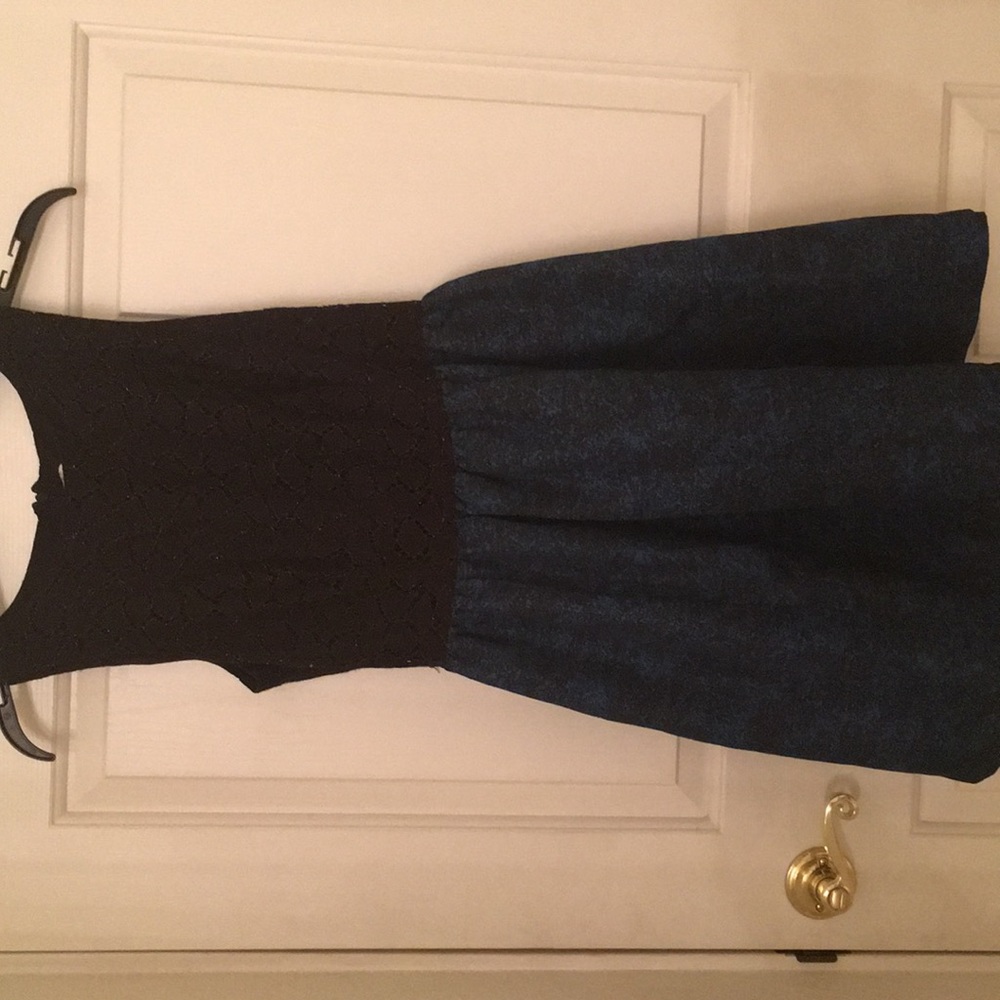 Beautiful black, gold, blue sleeveless dress